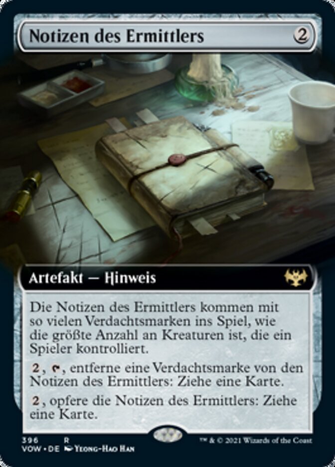 Notizen des Ermittlers