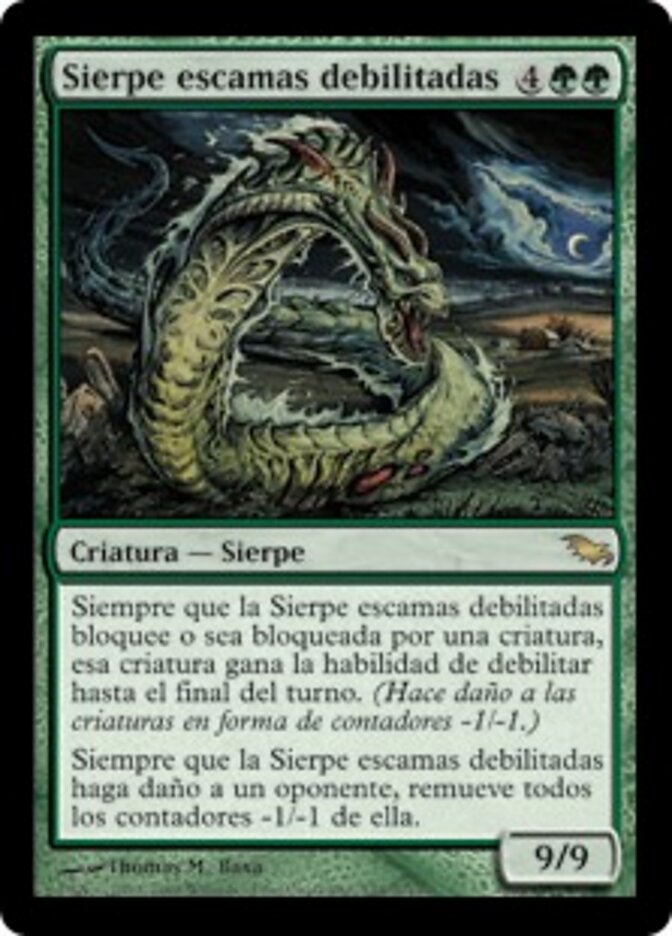 Sierpe escamas debilitadas