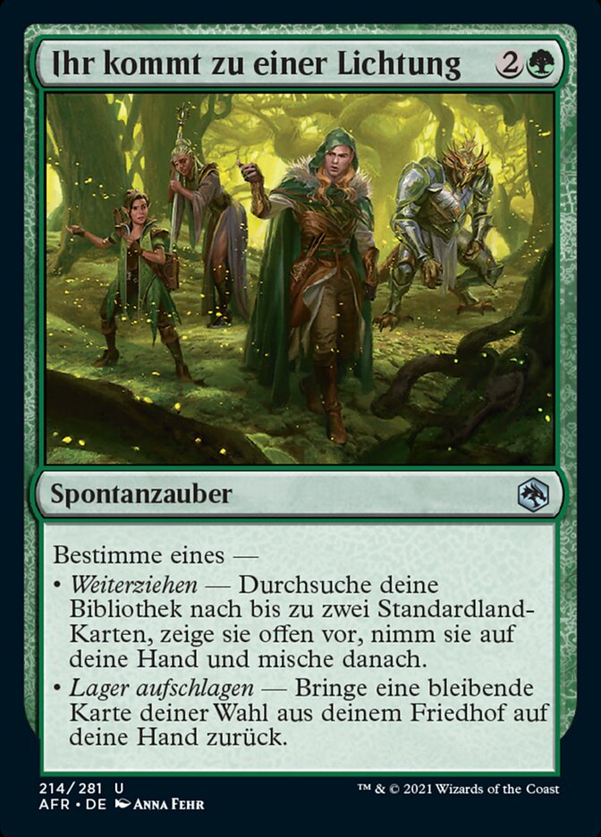 Ihr kommt zu einer Lichtung