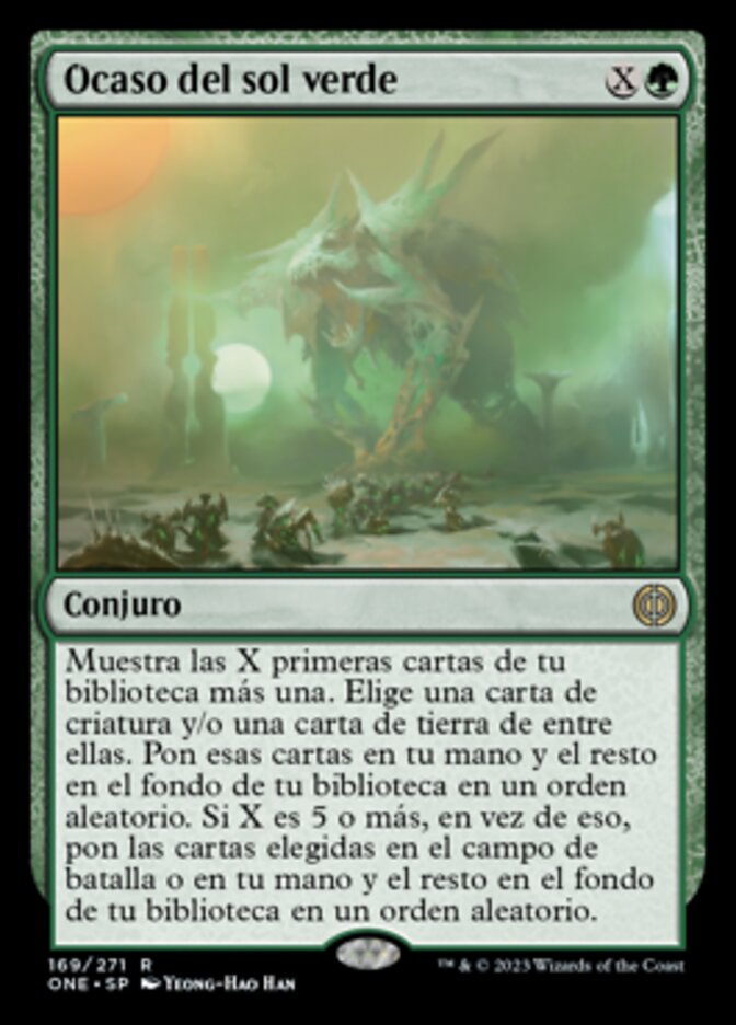 Ocaso del sol verde