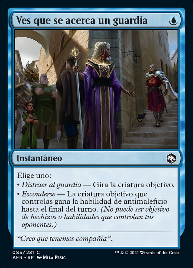 Ves que se acerca un guardia