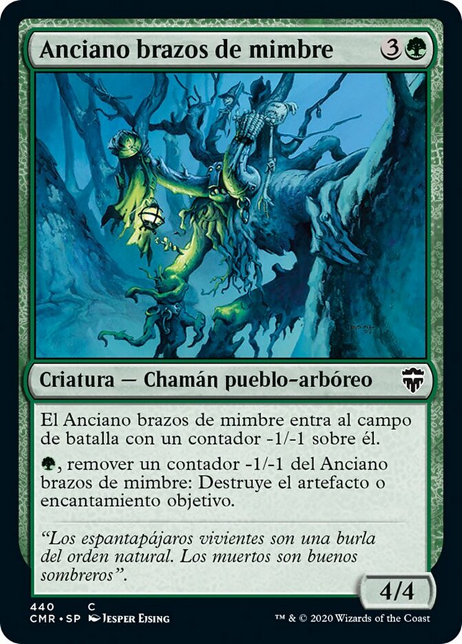 Anciano brazos de mimbre