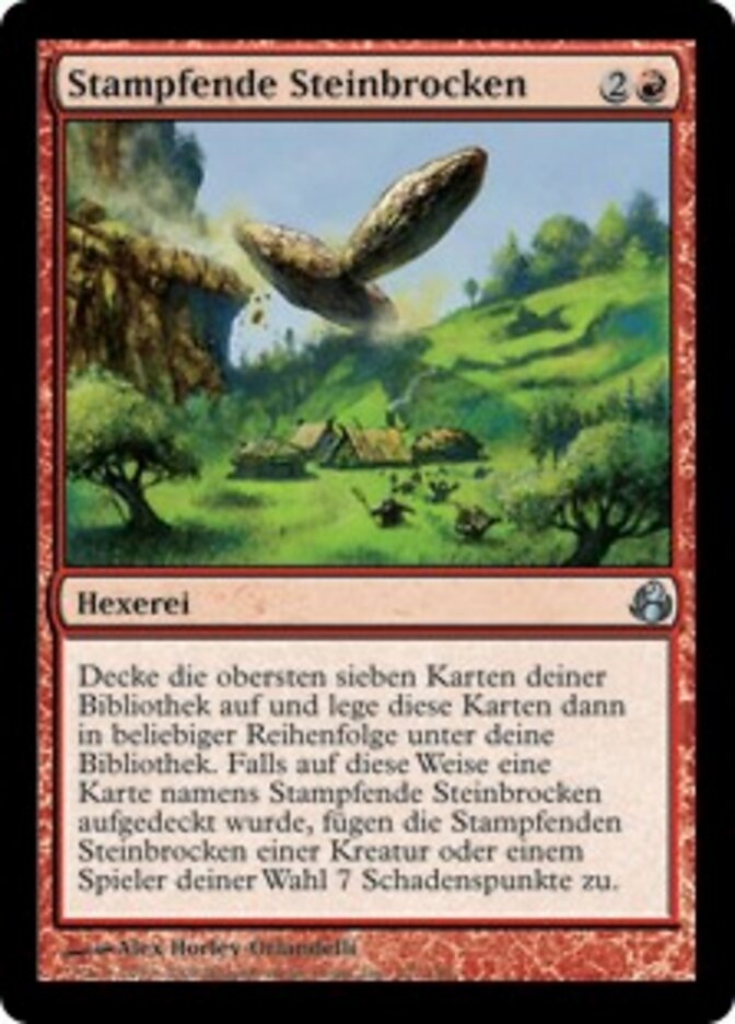 Stampfende Steinbrocken