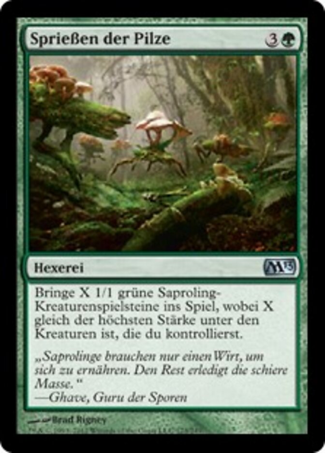 Sprießen der Pilze