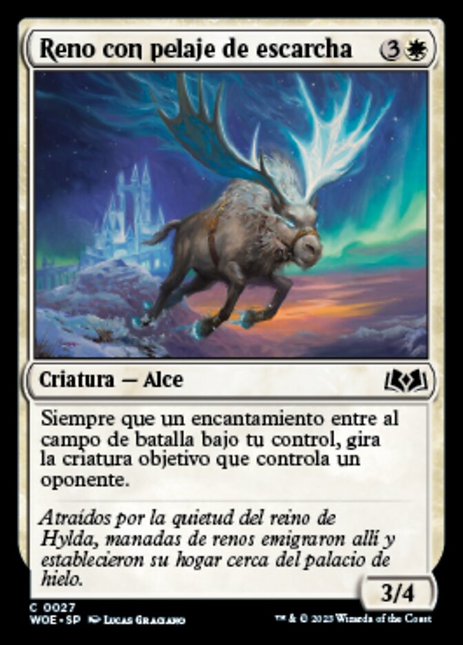 Reno con pelaje de escarcha