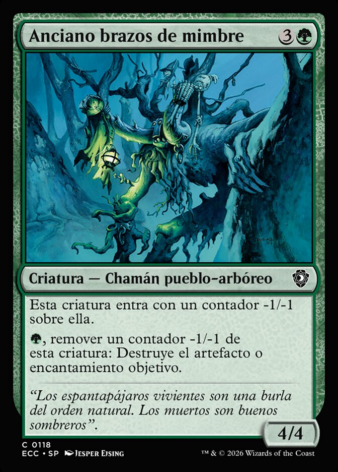 Anciano brazos de mimbre