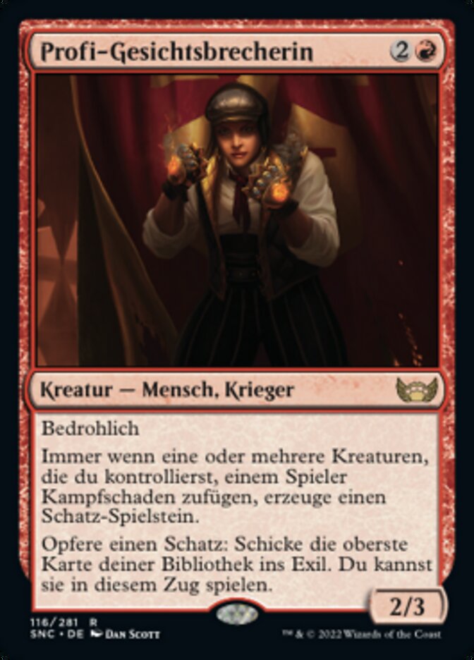 Profi-Gesichtsbrecherin