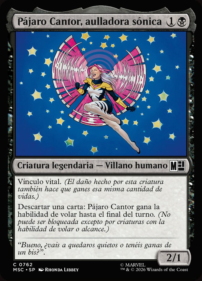 Pájaro Cantor, aulladora sónica