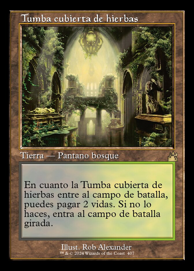 Tumba cubierta de hierbas