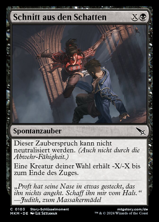 Schnitt aus den Schatten