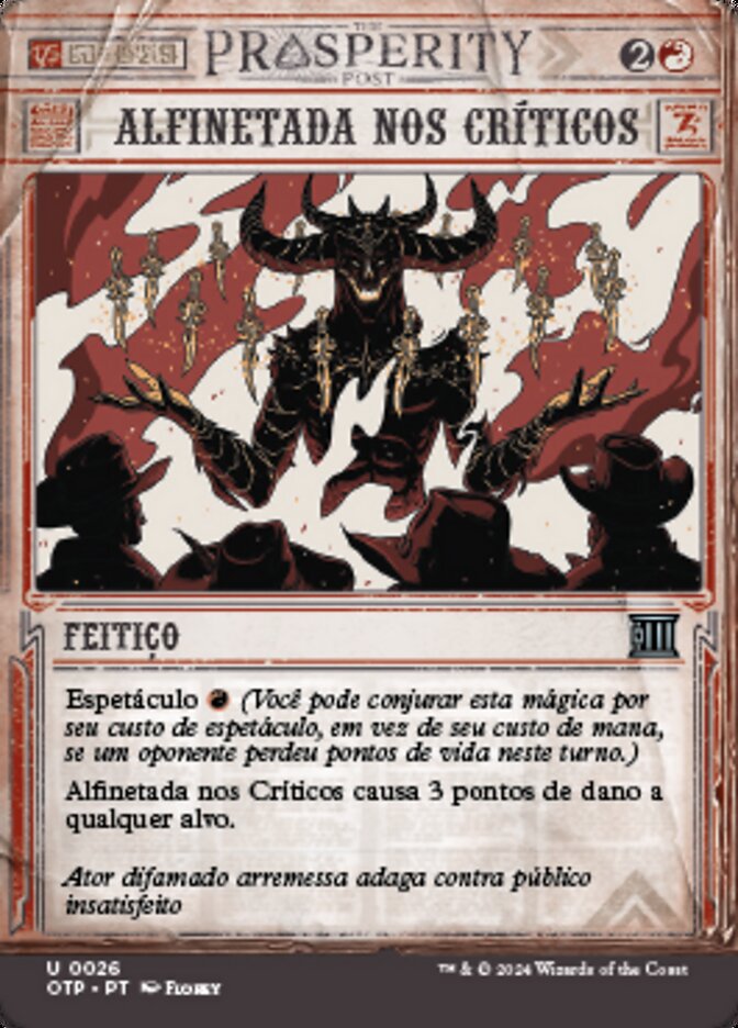 Alfinetada nos Críticos