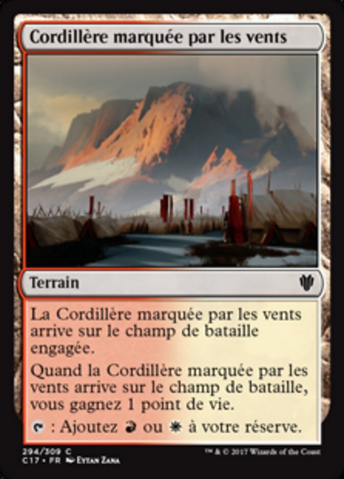 Cordillère marquée par les vents