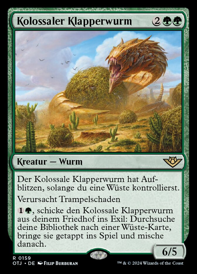 Kolossaler Klapperwurm