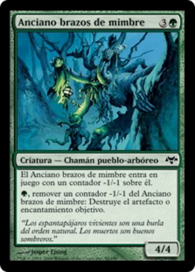 Anciano brazos de mimbre