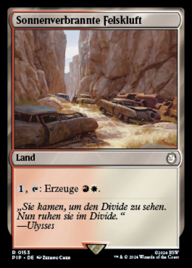 Sonnenverbrannte Felskluft