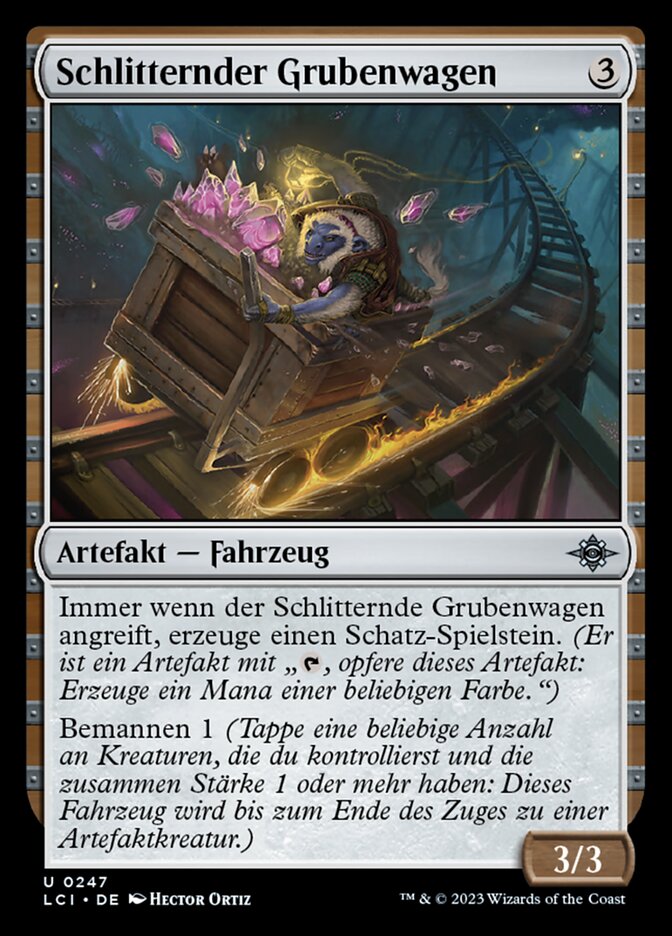 Schlitternder Grubenwagen