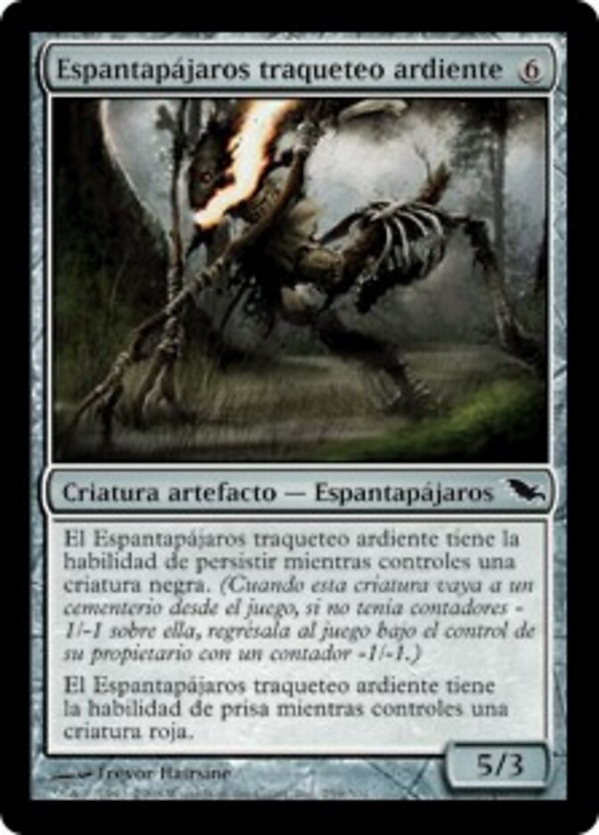 Espantapájaros traqueteo ardiente