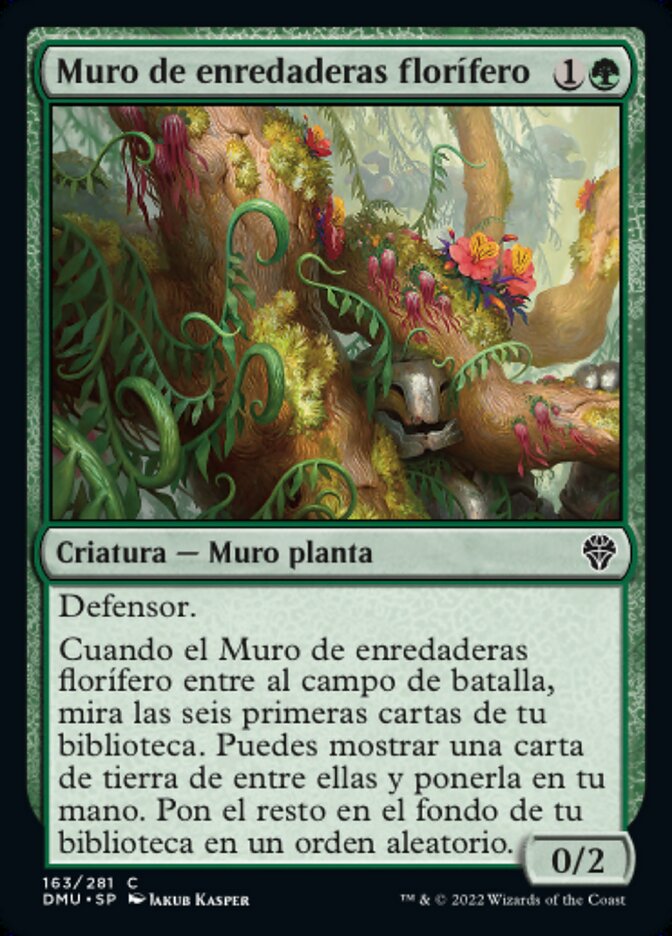 Muro de enredaderas florífero