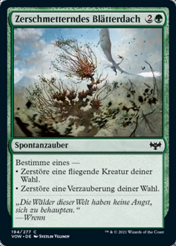 Zerschmetterndes Blätterdach
