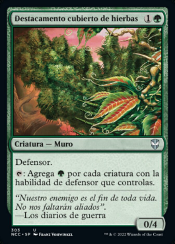 Destacamento cubierto de hierbas