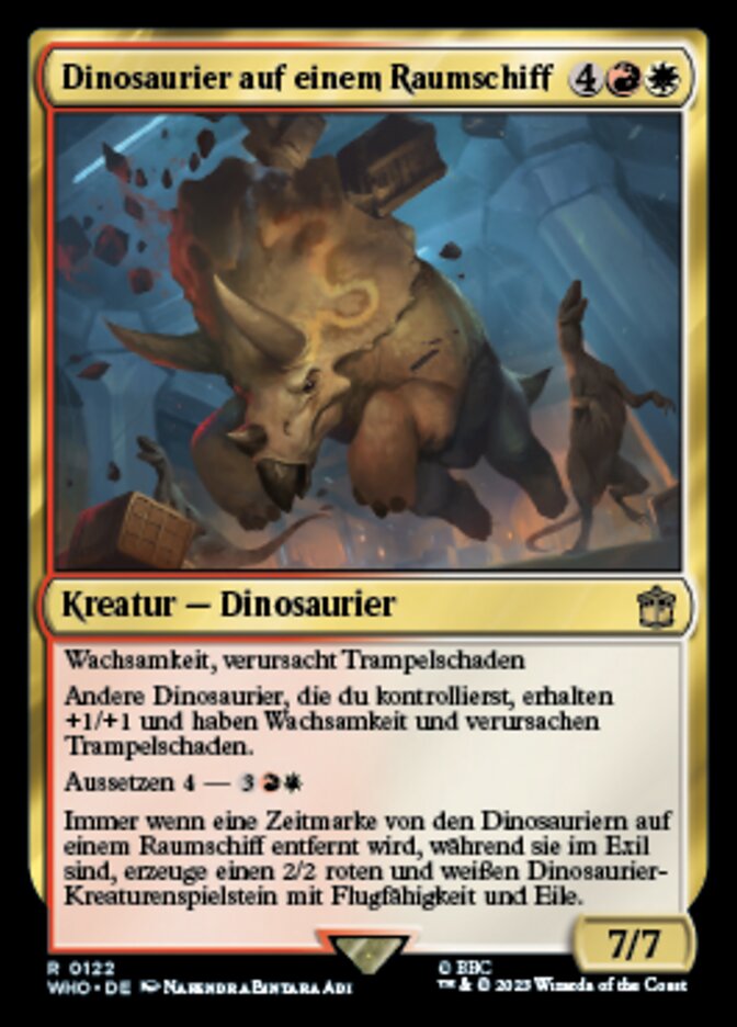 Dinosaurier auf einem Raumschiff