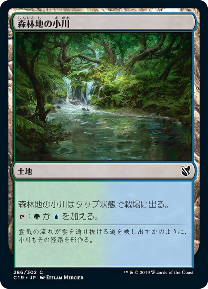 森林地の小川