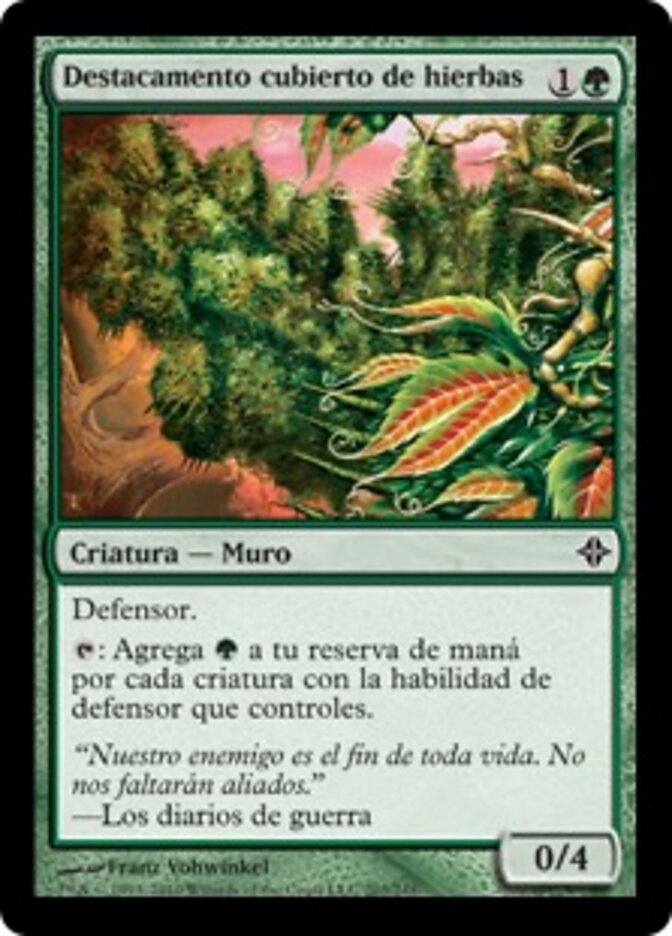 Destacamento cubierto de hierbas