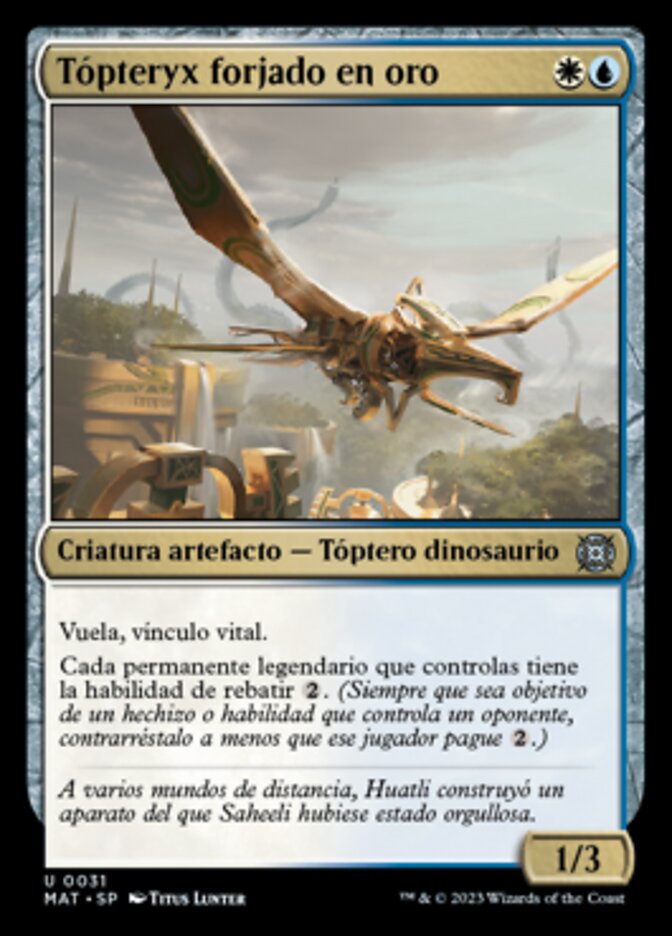 Tópteryx forjado en oro