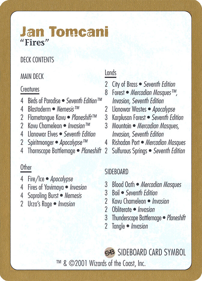 Jan Tomcani Decklist