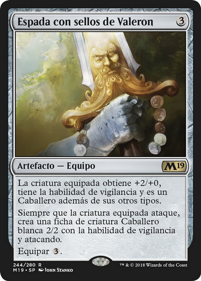 Espada con sellos de Valeron