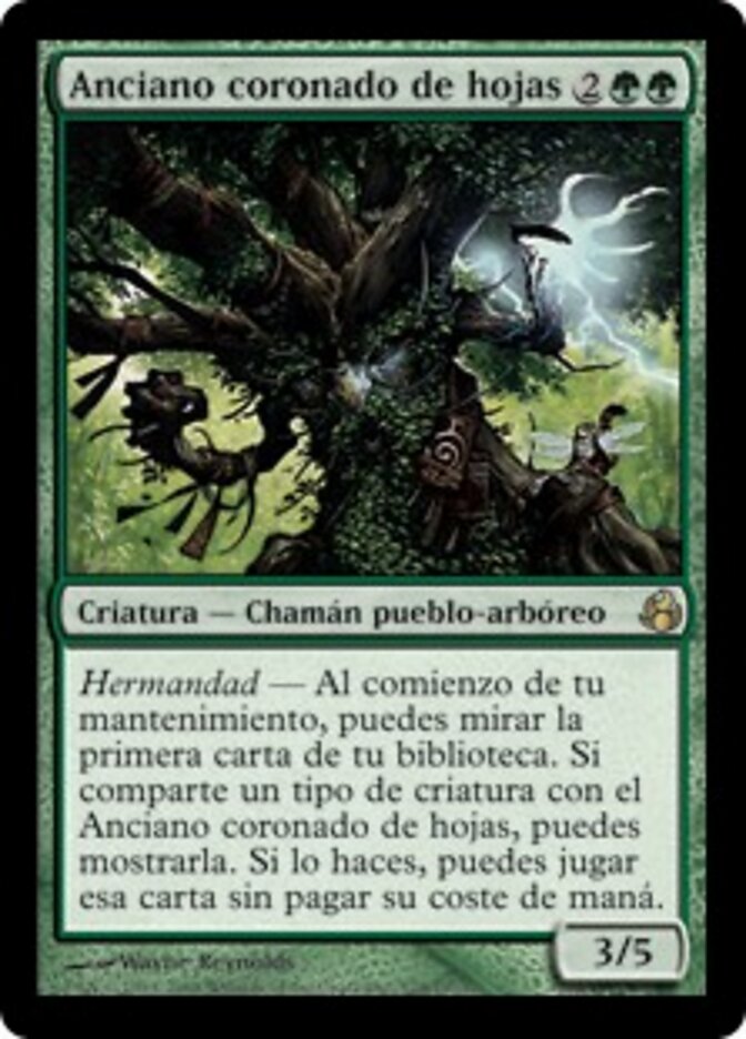 Anciano coronado de hojas