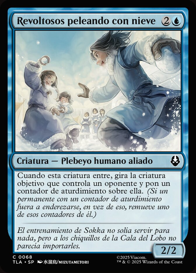 Revoltosos peleando con nieve