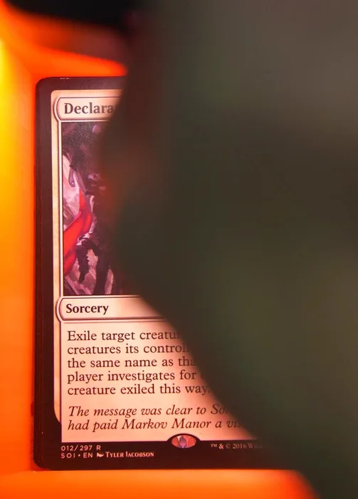 Object resting on the card covering its text